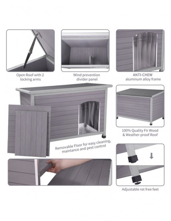 Gray Wood Insulated Dog House