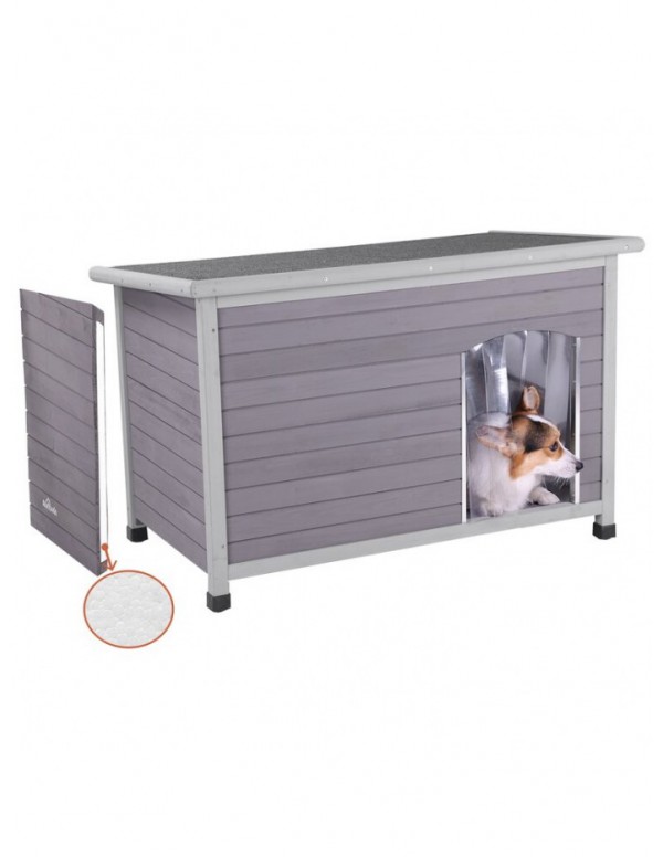 Gray Wood Insulated Dog House