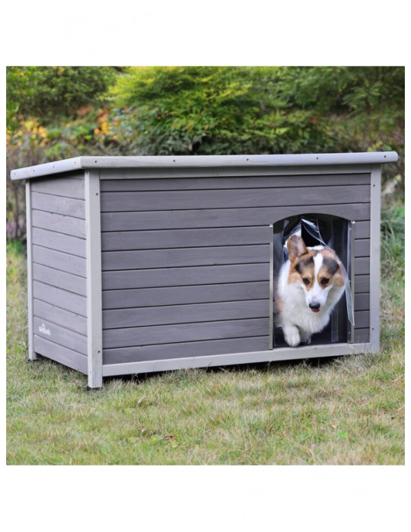 Gray Wood Insulated Dog House